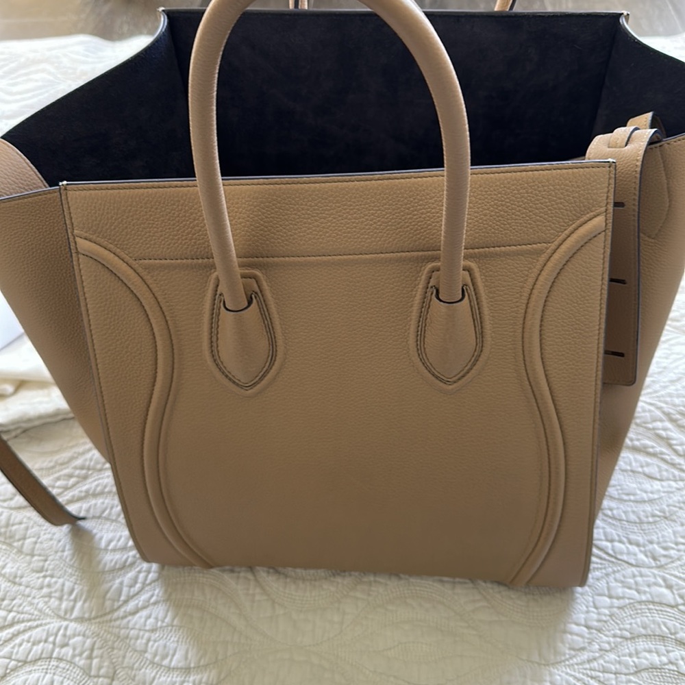 CELINE Grained Calfskin Medium Phantom Luggage in Light Beige - Picture 10 of 12